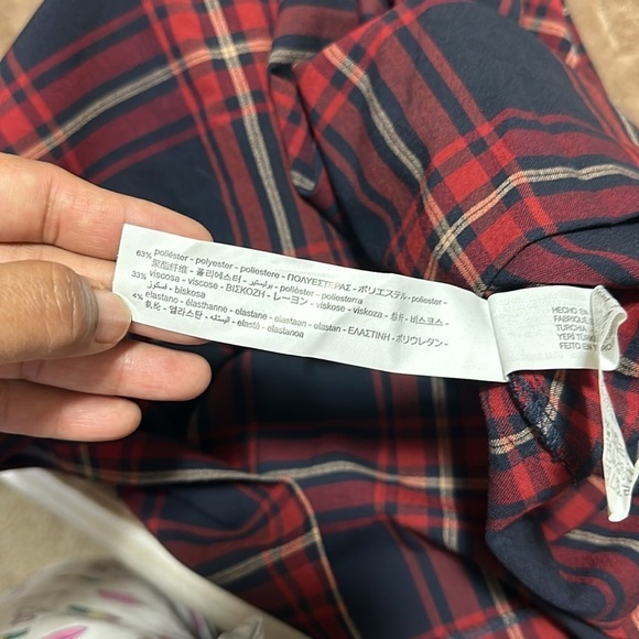 Zara Basic Plaid Women's Long Sleeve Dress With Pockets Size XS Red And Blue - Picture 8 of 10